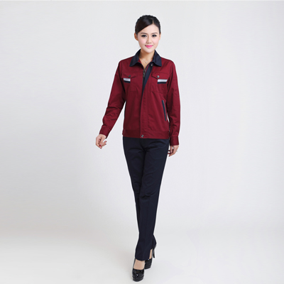 重慶棗紅色女士工作服定制